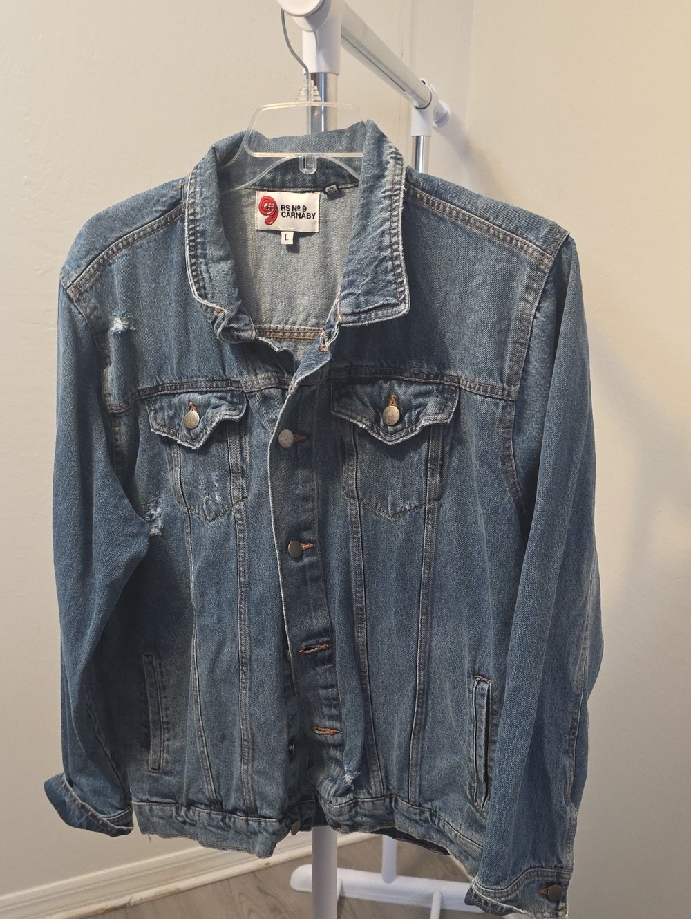 the Rolling Stones Distressed Blue Denim Jacket